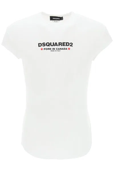 Dsquared2 Choke Fit Ribbed T-shirt In White
