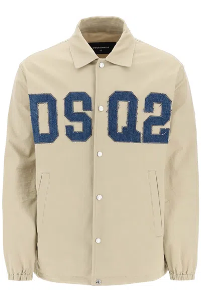 Dsquared2 Cotton Coach Overshirt In Beige