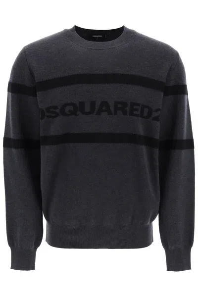 Dsquared2 Jacquard Logo Lettering Sweater In Mixed Colours