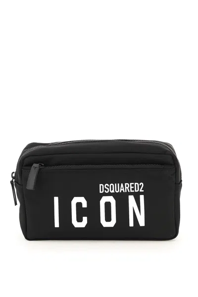 Dsquared2 Nylon Icon Vanity Case In Black