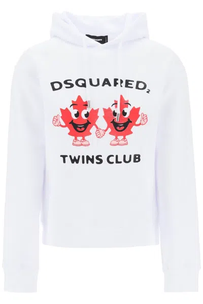 Dsquared2 Twins Club Hooded Sweatshirt In White