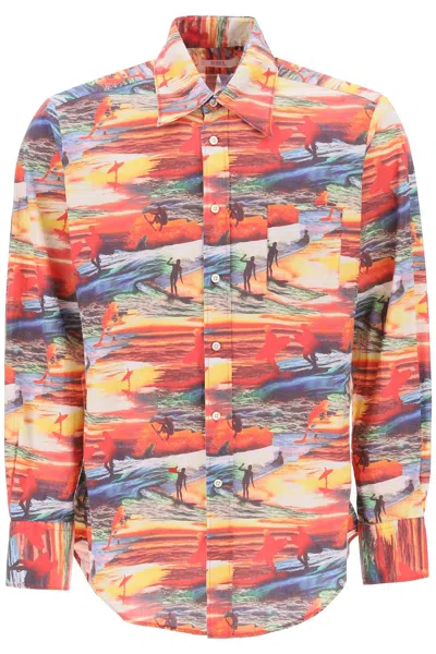Erl Printed Cotton Shirt In Multicolor