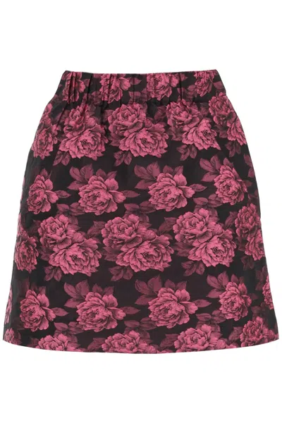 Ganni Mini Skirt In Floral Jacquard In Mixed Colours