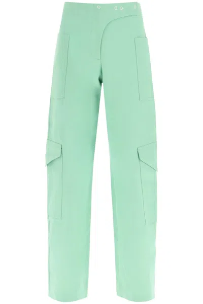 Ganni Cotton Suiting Pants In Peapod