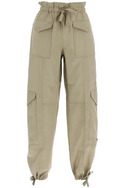 Ganni Pantaloni Light Slub In Khaki