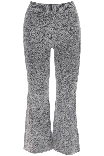 Ganni Stretch Knit Cropped Trousers In Grey