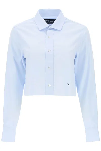 Homme Girls Cotton Twill Cropped Shirt In Light Blue
