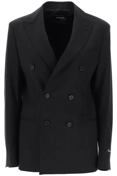 Homme Girls Slim Fit Double Breasted Blazer In Black