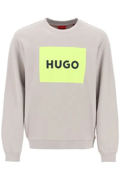 Hugo Duragol Neon Logo Framed Sweatshirt In Grey