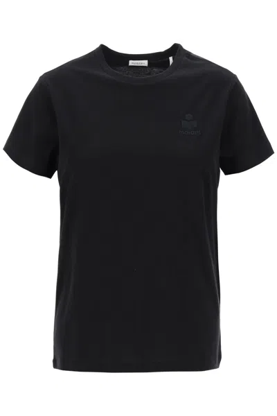 Marant Etoile Black Crewneck T-shirt With Logo Embroidery In Cotton Woman Isabel