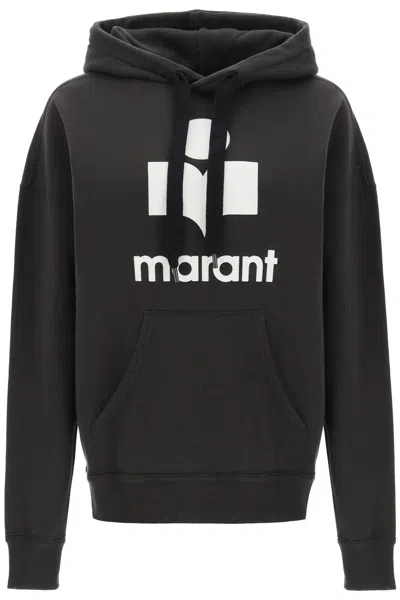 Marant Etoile Mansel Flocked-logo Hoodie In Black