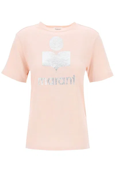 Marant Etoile Zewel T Shirt With Metallic Logo Print In Mixed Colours