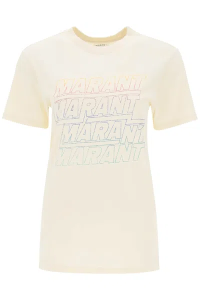 Marant Etoile Isabel  Zoeline T-shirt With Logo Print In Yellow
