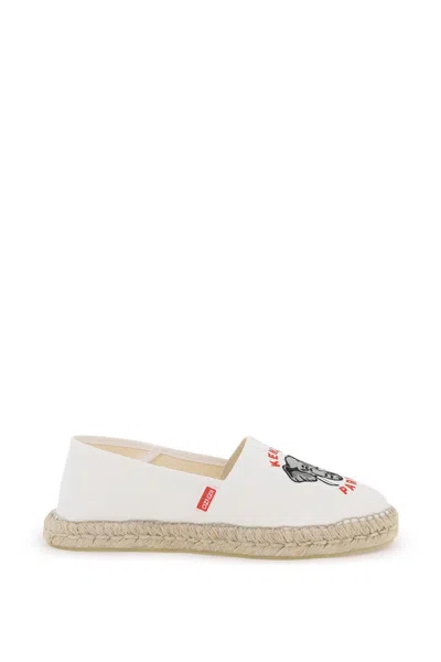 Kenzo Espadrillas In Tela Con Ricamo Logo In White