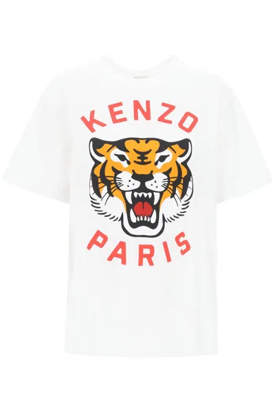 Kenzo Lucky Tiger Crew-neck T-shirt In White