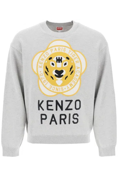 Kenzo Tiger Academy Crew-neck Sweater In Grey