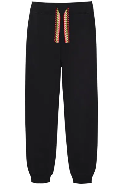 Lanvin Drawstring Waist Ribbed Track Trousers In Black