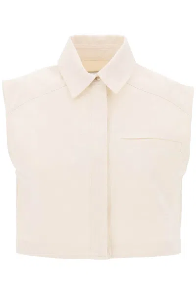 Loulou Studio Cotton-blend Cropped Shirt In Neutro