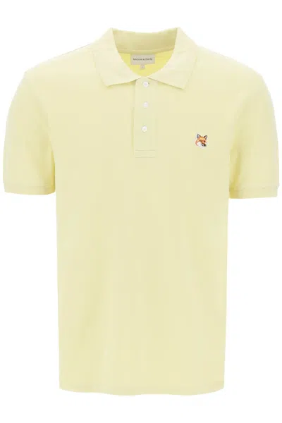 Maison Kitsuné Fox Head Cotton Polo Shirt In Yellow