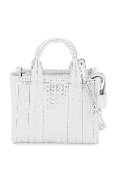 Marc Jacobs Silver Micro The Monogram Metallic-leather Tote Bag