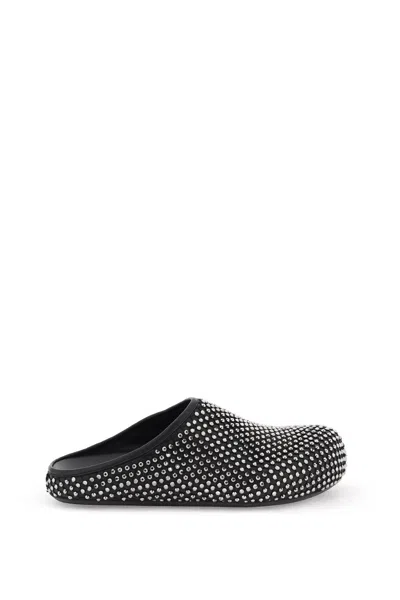 Marni Fussbett Crystal Leather Mules In Black