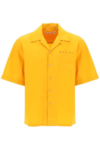 Marni Logo Bowling Shirt In Orange