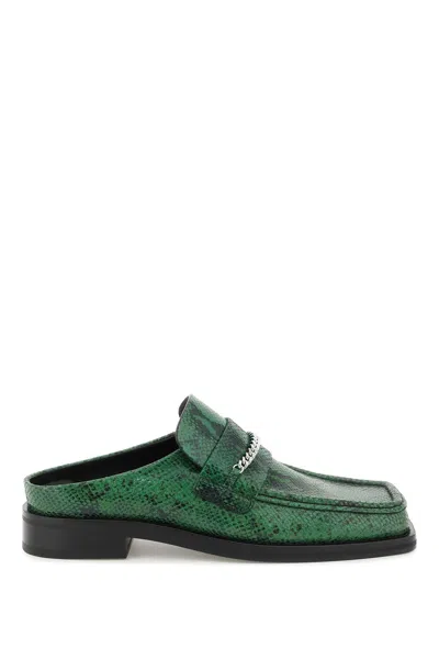 Martine Rose Piton-embossed Leather Loafers Mules In Green