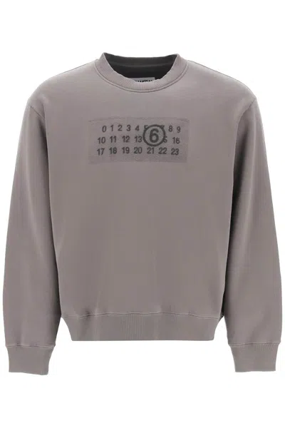 Mm6 Maison Margiela Sweatshirt With Numeric Logo Print In Grey