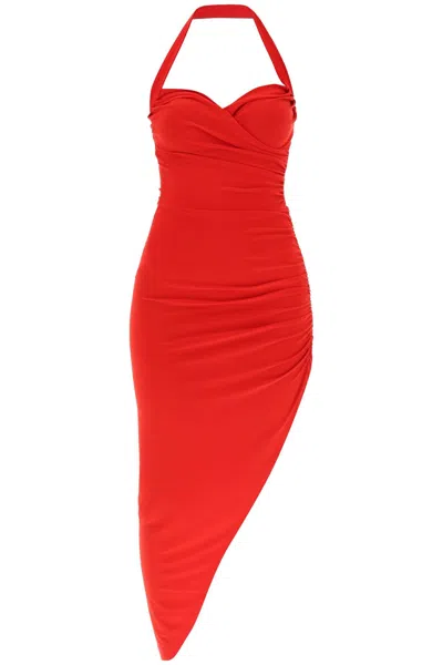 Norma Kamali Cayla Drape Dress In Red