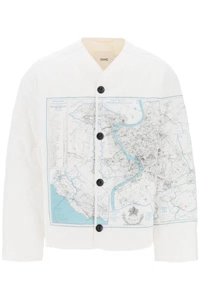 Oamc Combat Liner Printed Quilted Jacket In White
