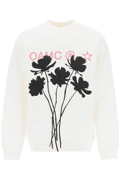 Oamc Whiff Sweatshirt With Graphic Print In White