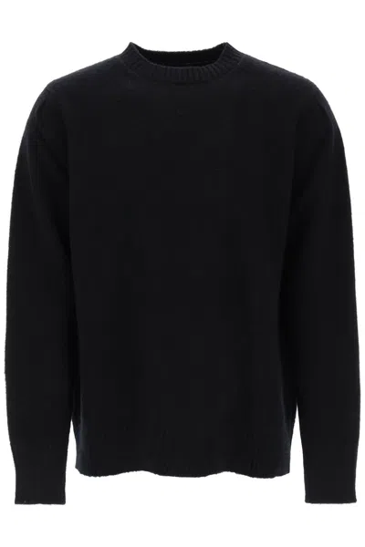 Oamc Wool Jumper With Jacquard Logo In Black