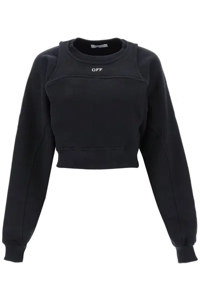 Off-white Cropped Crew-neck Sweatshirt In Black