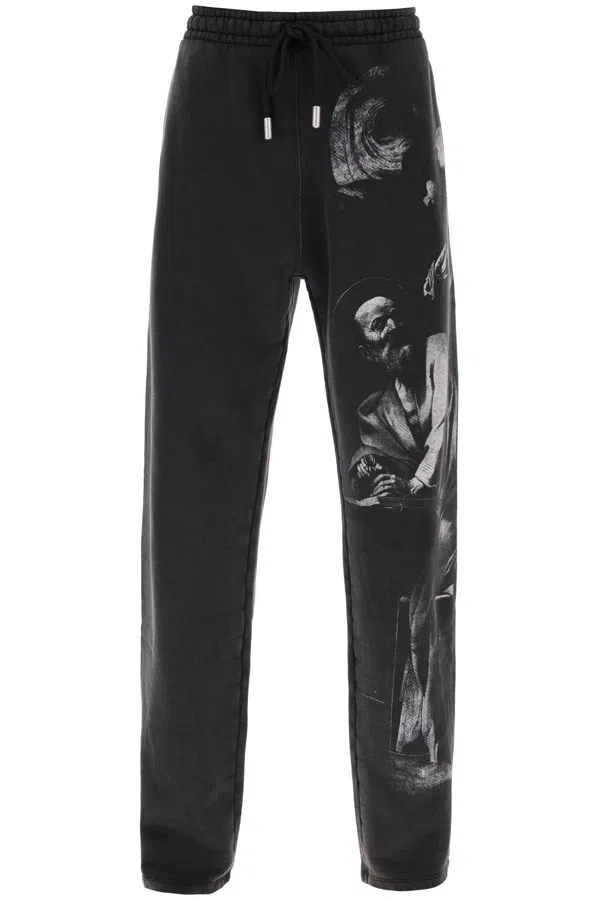 Off-White logo-embroidered cotton track pants - Black