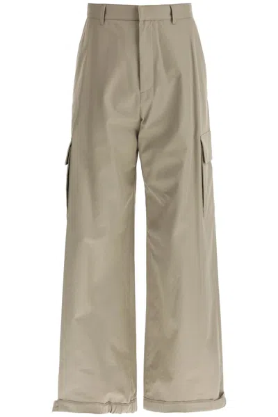 Off-white Wide-legged Cargo Trousers With Ample Leg In Beige