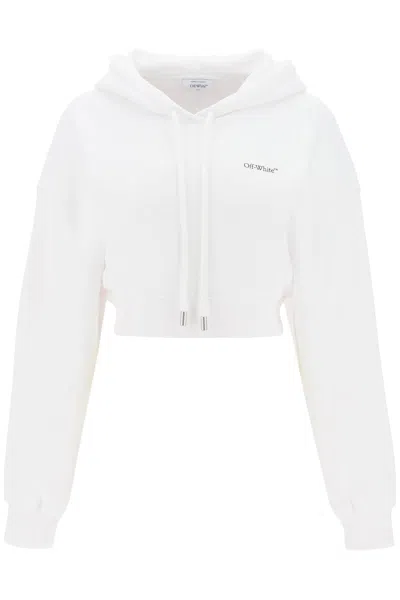 Off-white Cropped Cotton Hoodie