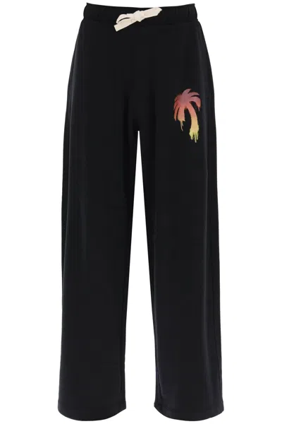 Palm Angels I Love Pa Wide-leg Track Trousers In Black