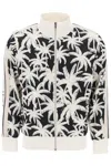 Palm Angels Palm-print Zip-front Track Jacket In White,black,neutro