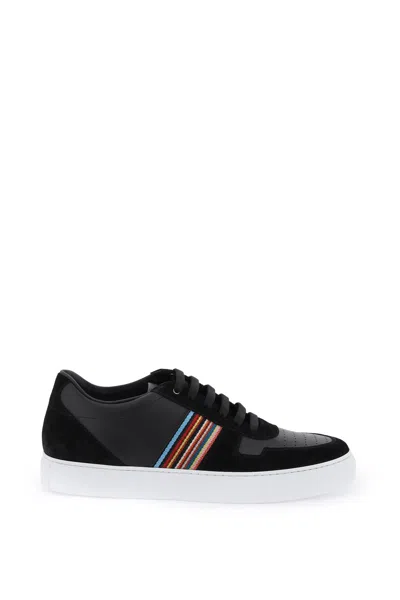 Paul Smith Fermi Signature Stripe Leather Trainers In Black