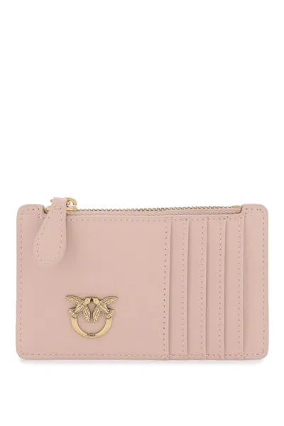 Pinko Love Birds Diamond Card Holder In Pink