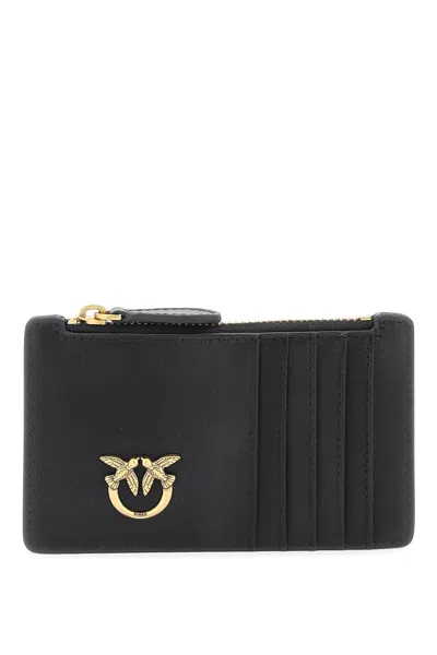 Pinko Love Birds Diamond Card Holder In Black