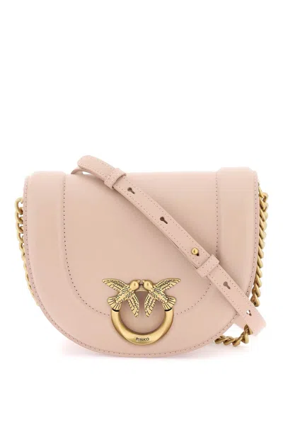 Pinko Mini Love Bag Click Round Leather Shoulder Bag In Pink