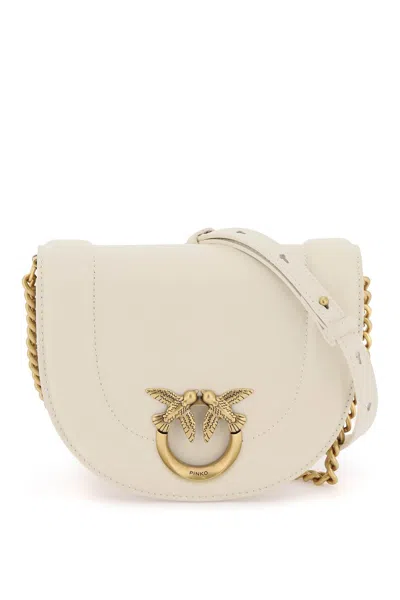 Pinko Mini Love Bag Click Round Leather Shoulder Bag In White