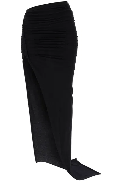 Rick Owens Asymmetric Maxi Skirt In Jersey In Black