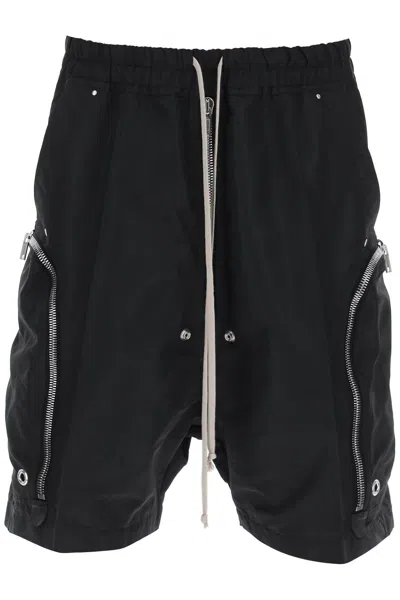 Rick Owens Faille Cargo Shorts In Black