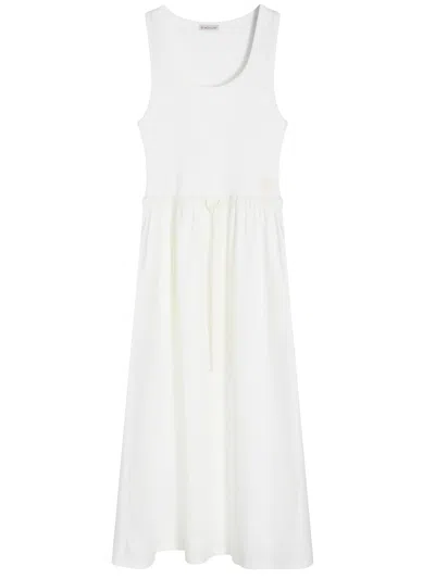 Moncler Flared Midi Dress In White