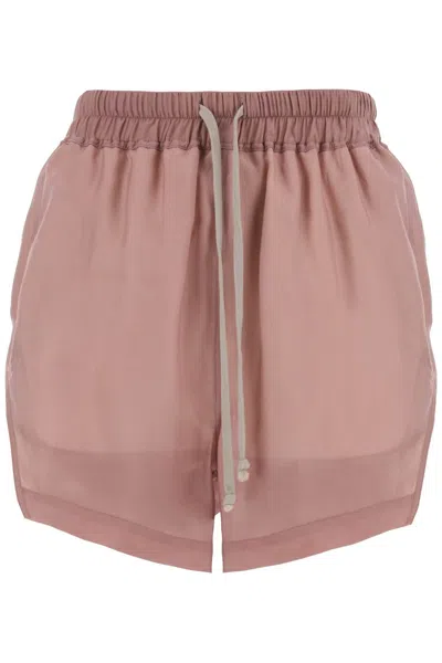 Rick Owens Sporty Shorts In Cupro In Pink