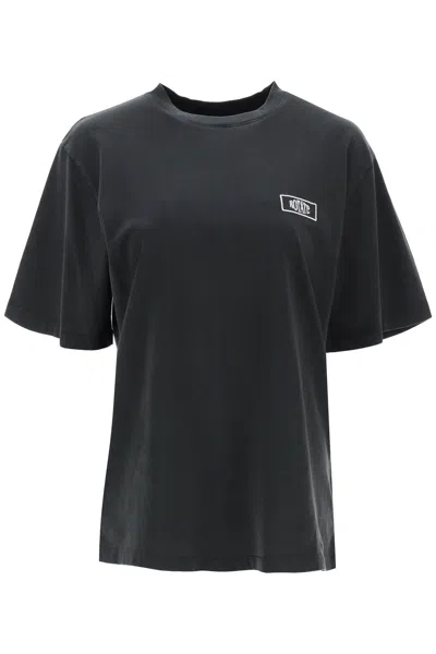 Rotate Birger Christensen Faded-effect T-shirt With Logo Embroidery In Black