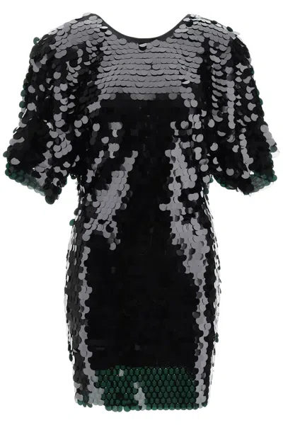 Rotate Birger Christensen Rotate Short Dress With Maxi Sequins In Black