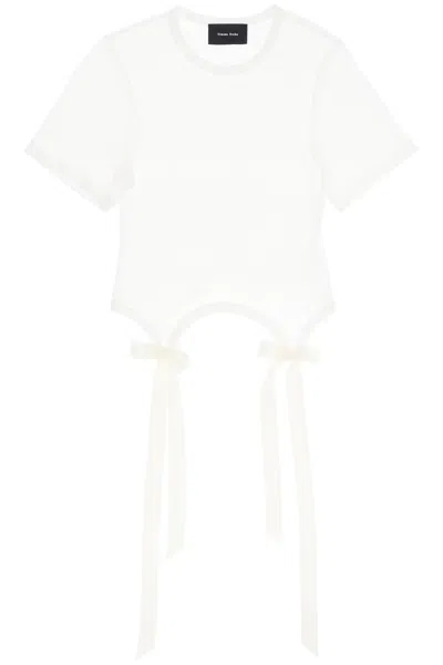 Simone Rocha Bow-detail Cotton T-shirt In White